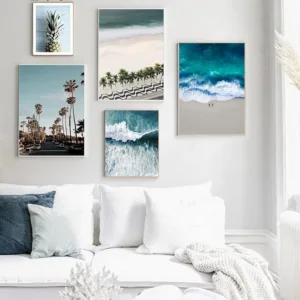 Scandinavian Decoration Picture Wall Art Poster Ocean Waves Sea Beach Landscape Canvas Print Painting Nordic Living Room Decor