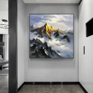 Scandinavian Modern Minimalist Pure hand-painted Oil Painting Decorative Painting Murals Jinshan Luxury Light Landscape Painting