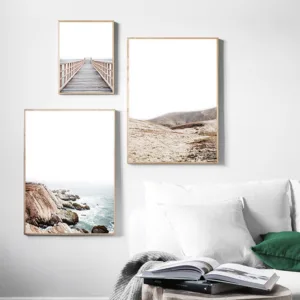 Scandinavian Nature Landscape Poster Nordic Decoration Canvas Art Print Coastal Bridge Wall Picture Painting Modern Home Decor