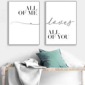 Scandinavian Style Black And White Motivational Love Quote Posters Minimalist Canvas Painting for Living Room Decoration Picture