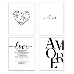 Scandinavian Style Love Poster Black and White Canvas Painting Amore Wall Pictures For Living Room Nordic Decoration Home Art