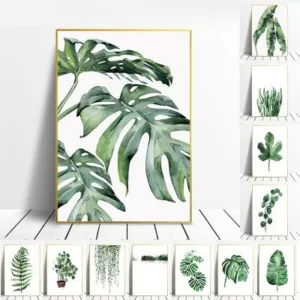 Scandinavian Style Tropical Plants Poster Green Leaves Decorative Picture Modern Wall Art Paintings for Living Room Home Decor