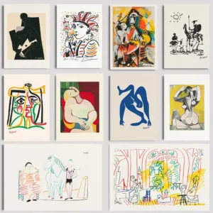Picasso Minimalist Art Print Cubist Don Quixote Acrobat Gallery Wall Decor Modern Exhibition Style Unframed Canvas Home Decor