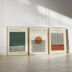 3pcs/set Abstract Orange Beige Bauhaus Canvas Print Mid-century Geometric Wall Art Poster Modern Living Room Bohemian Home Decor