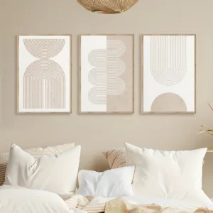 1/3pcs Modern Geometric Abstract Canvas Prints Poster Neutral Beige Europe Art Style for Living Room Home Decor Art Poster Gifts
