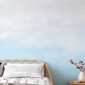Customized wallpaper Nordic hand-painted abstract art cloud sky blue oil painting living room TV background decoration wallpaper