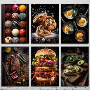 Food Artwork poster Chocolate Avocado Cotton Biscuits Canvas Printing Wall Art Decoration Hanging Painting Home Room Decoration