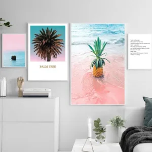 Sea Pineapple Tropical Decoration Canvas Art Poster Print Nordic Style Landscape Canvas Painting Wall Picture for Living Room