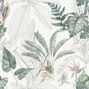Tropical Palm Leaf Peel and Stick Wallpaper Light Green Olive Palm Tree Leaf Self Adhesive Wall Paper Removable Contact Paper