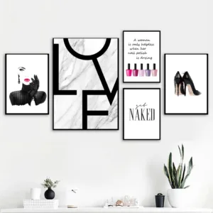 Sexy Girl Nail Polish Quotes Love Wall Art Canvas Painting Nordic Posters And Prints Wall Pictures For Living Room Salon Decor