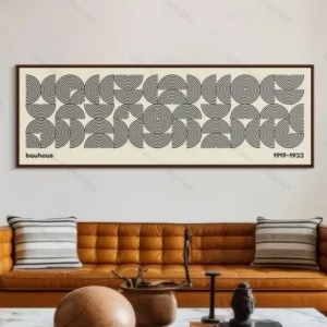 Medieval-modern canvas Bauhaus style decorative poster for living room art with horizontal and vertical geometric lines