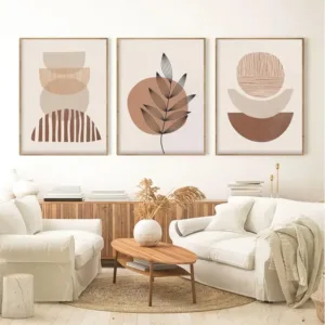 3pcs Abstract Boho Minimalist Artwork Canvas Painting Mid-Century Wall Art Moon Geometric Neutral Modern Prints Room Wall Decor