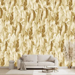 Gold Tropical Leaf Botanical Tapestry Wall Hanging Polyester Boho Chic Mural Decoration Art for Living Room Bedroom Apartment St