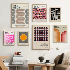 Mid Century Bauhaus Poster Geometric Wall Art Canvas Prints Living Suitable for Decoration in Living Rooms Bedrooms and Offices