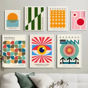 Bauhaus Geometric Lines Rainbow Abstract Wall Art Posters Prints Nordic Canvas Painting Hotel Bar Pictures For Living Room Decor
