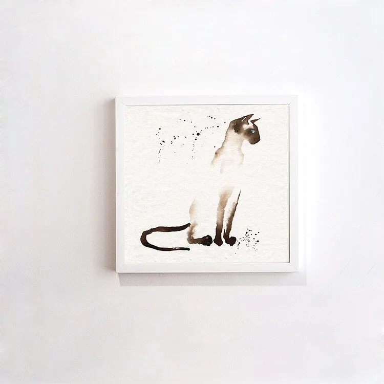 Siamese Cat Abstract Modern Decorative 50X50CM Painting Watercolor Paintings Minimalist Home Furnishing