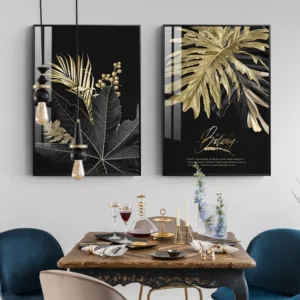 Simple Yellow Leaves Modern Wall Art Canvas Painting Nordic Posters And Prints Wall Pictures For Living Room Decor