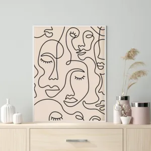 Single Line Face Art Print Minimalist Poster Woman Face One Line Drawing Neutral Wall Art Canvas Painting Home Room Wall Decor