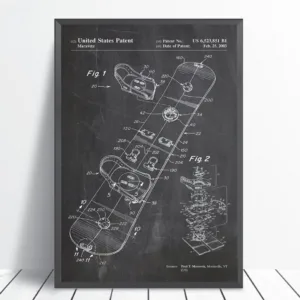 Snowboard Patent Vintage Poster Wall Art Canvas Print Snow Skiing Posters Blueprint Painting Wall Pictures Sports Decorations