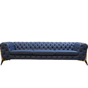 Sofa Set with Nailed Leather Upholstery / Buy Sofa get 2 Metal Stands