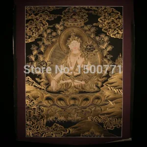 Spot Mandala Thangka Tibetan monks painted black gold painted living room den Wall White Tara 50 * 37