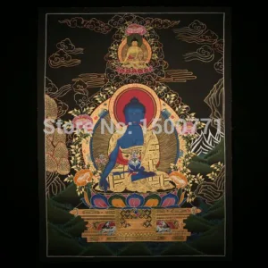 Spot Mandala Thangka Tibetan monks painted black gold painted living room wall hanging study Medicine Buddha 58 * 42