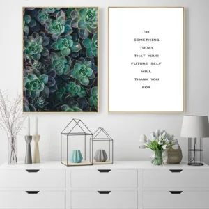 Succulent Green Plants Cactus Modern Wall Art Canvas Motivational Quotes Painting Posters And Prints For Living Room Home Decor