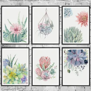Succulents Plants Nordic Poster Green Leaf Flowers Wall Art Canvas Painting Cactus Art Print Wall Pictures Living Room Unframed