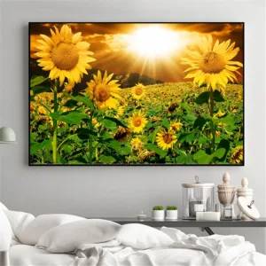 Sunflower Painting Rustic Home Decor Wall Pictures for Living Room Kitchen Decoration Landscape Poster Sunflower Art Print