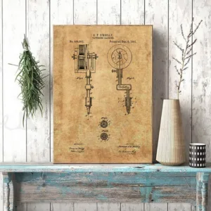 Tattoo Machine Patent Print Vintage Canvas Poster Tattoo Parlor Posters Blueprint Wall Art Painting Gift Idea Picture Decoration