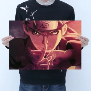 The room is filled with Naruto Naruto decoration retro kraft paper poster bar cafe bedroom decoration painting wall stickers