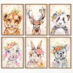 Tiger Deer Panda Rabbit Sheep Nursery Wall Art Canvas Painting Nordic Posters And Prints Wall Pictures Girl Boy Kids Room Decor