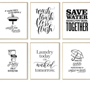 Toilet Sign Rules Print Funny Quote Canvas Painting Bathroom Poster Modern Wall Art Minimalist Wall Paintings Decoration Picture