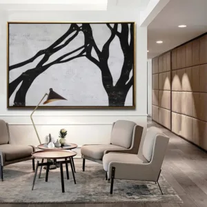 Tree Abstract Painting Large Wall Art Canvas Painting Black and White Minimalist Painting Canvas Art Home Decor