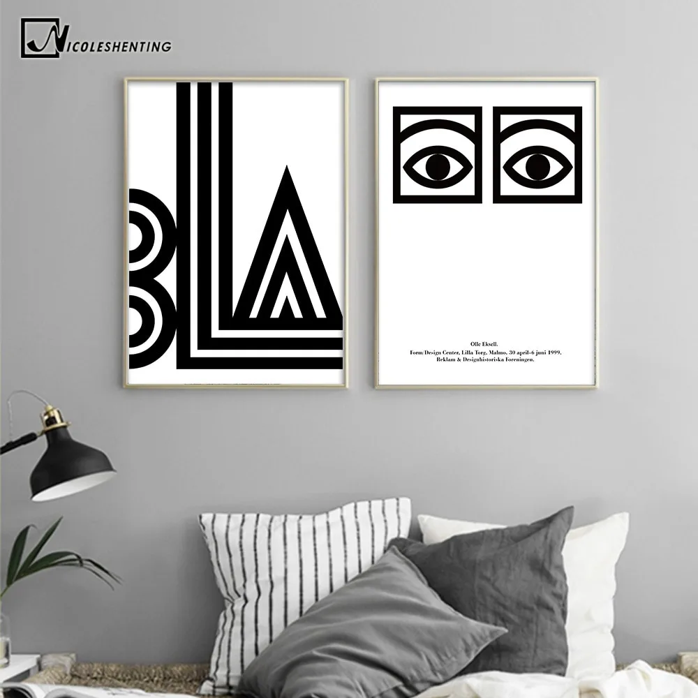 Trippy Eye Abstract Vintage Poster Prints Black White Minimalist Wall Art Canvas Painting Picture Nordic Decoration Home Decor
