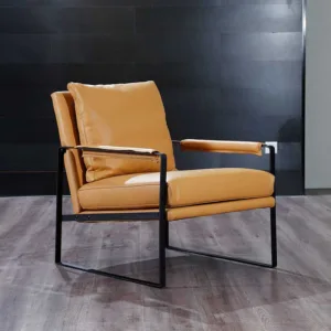 U-BEST Modern designer metal living room single armchair leather leisure lounge arm chairs