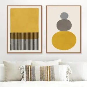 Lines Stripes Painting Minimalist Poster Canvas Prints Mustard Colors Gray and Black Wall Pictures Living Room Wall Art Decor