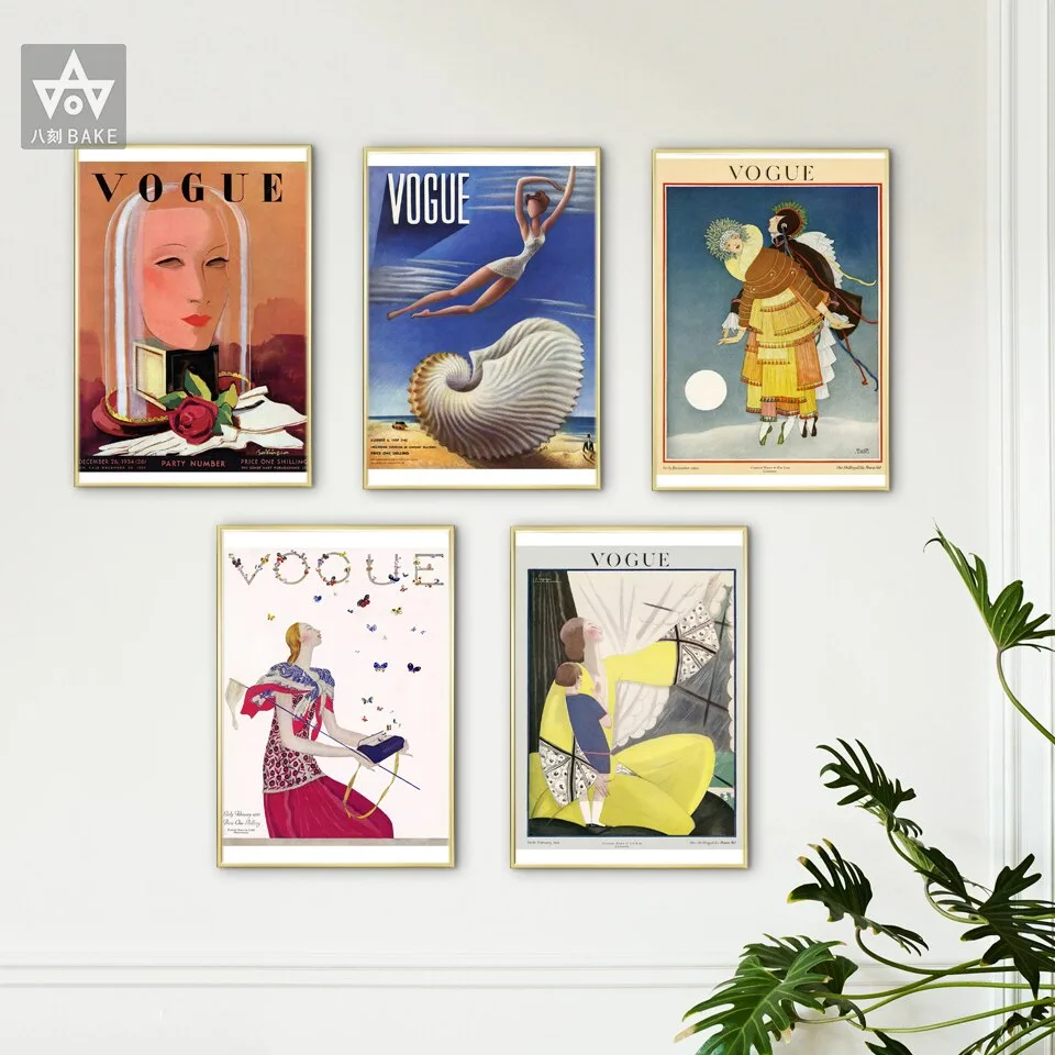 Vintage Cuadros Vogues Figure Quotes Posters and Prints Canvas Wall  Art Woman Painting Nordic Decorative Picture Living Room
