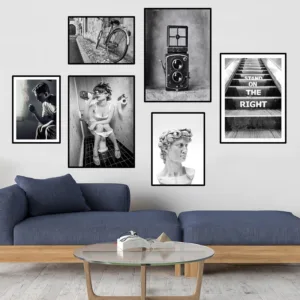 Vintage Fashion Art Poster And Print Sexy Woman Camera Prince Nordic Decoration Portrait Canvas Painting Wall Pictures HD0005