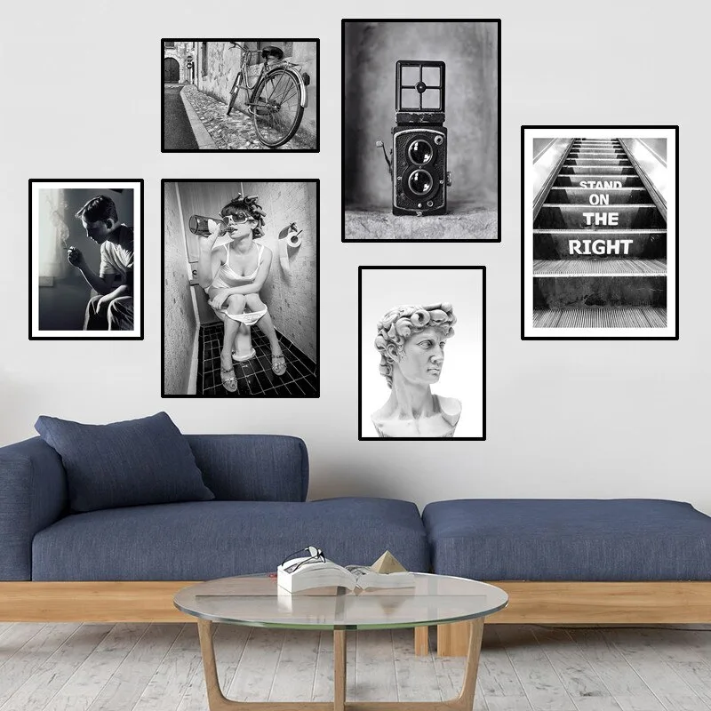 Vintage Fashion Art Poster And Print Sexy Woman Camera Prince Nordic Decoration Portrait Canvas Painting Wall Pictures HD0005