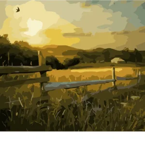 Vintage Home Decor Acrylic Oil Paintings By Numbers On Canvas Farm Sunset Handpaint Wall Art Pictures By Numbers for Living Room