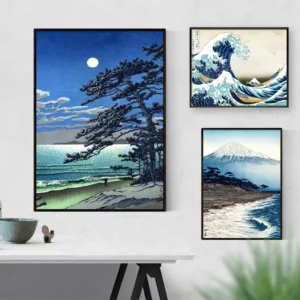 Vintage Japanese Landscape Poster Prints Wave Kanagawa Art Canvas Painting Wall Pictures For Living Room Oriental Decor