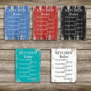 Vintage Kitchen Rules Wall Art Canvas Paintings DIY Photo Framed Prints Posters Pictures Frame Dining Room Home Decoration