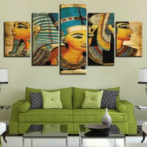Vintage Pictures Canvas Printed Poster 5 Panel Pharaoh Of Ancient Egypt Paintings Home Decor For Living Room Artwork Wall Art