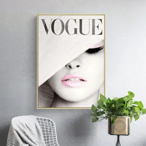 Vogue Cover White Hat Art Canvas Painting Wall Picture Fashion Photography Canvas Art Prints And Posters Ladies quadro cuadros