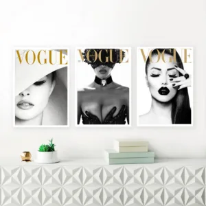 Vogue Cover White Hat Art Canvas Painting Wall Pictures Fashion Photography Canvas Art Prints And Posters Sexy Ladies Room Decor