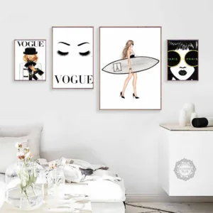 Vogue Girl Eye Black White Wall Art Canvas Painting Nordic Posters And Prints Wall Pictures For Living Room Bedroom Salon Decor