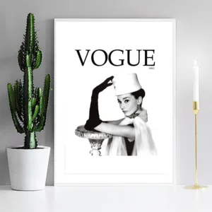 Vogue Hepburn Poster Wall Art Canvas Black And White Posters And Prints Painting Figure Picture For Living Room Decor for Home