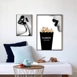 Vogue Wall Art Canvas Painting Modern Black and White Woman Lip Print Posters Wall Pictures Living Room Home Decor