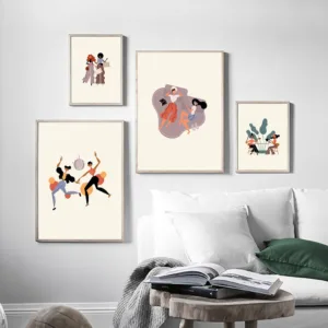 Vogue Young Women Spending Time Together Wall Art Canvas Painting Nordic Posters and Prints Wall Pictures for Living Room Decor